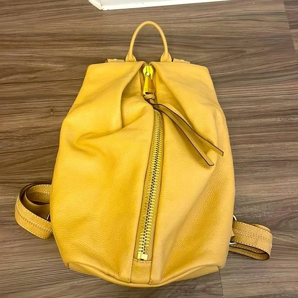 Aimee Kestenberg Yellow Leather Backpack Flame Saddle-Up Backpack Designer Leather Handbag For Women  main image 3